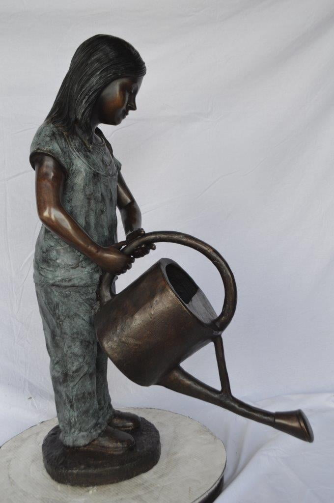 Nifao Girl Gardening Outdoor Fountain Statue, Bronze Garden Water Feature Sculpture for Patio & Garden – Outdoor Garden Decor Sculpture, 27"L x 14"W x 41"H