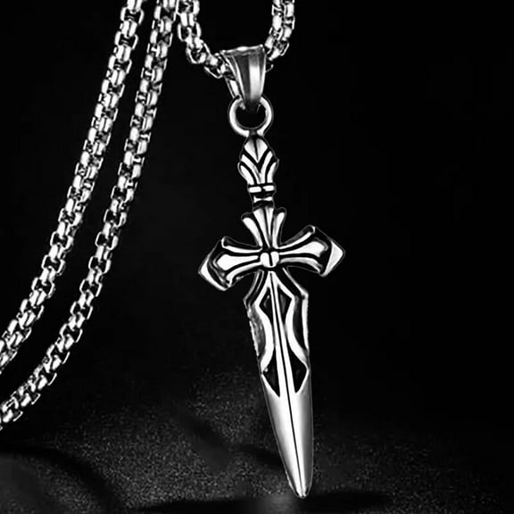 GKNET Silver Sword Pendant Necklace Men's Punk Rock Biker Delicate Jewelry Chain 24" Gift