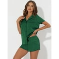 thumbnail image 2 of DARING DIVA Women's Satin Front Single Pocket Pajamas Sets XL Dark Green, 2 of 6