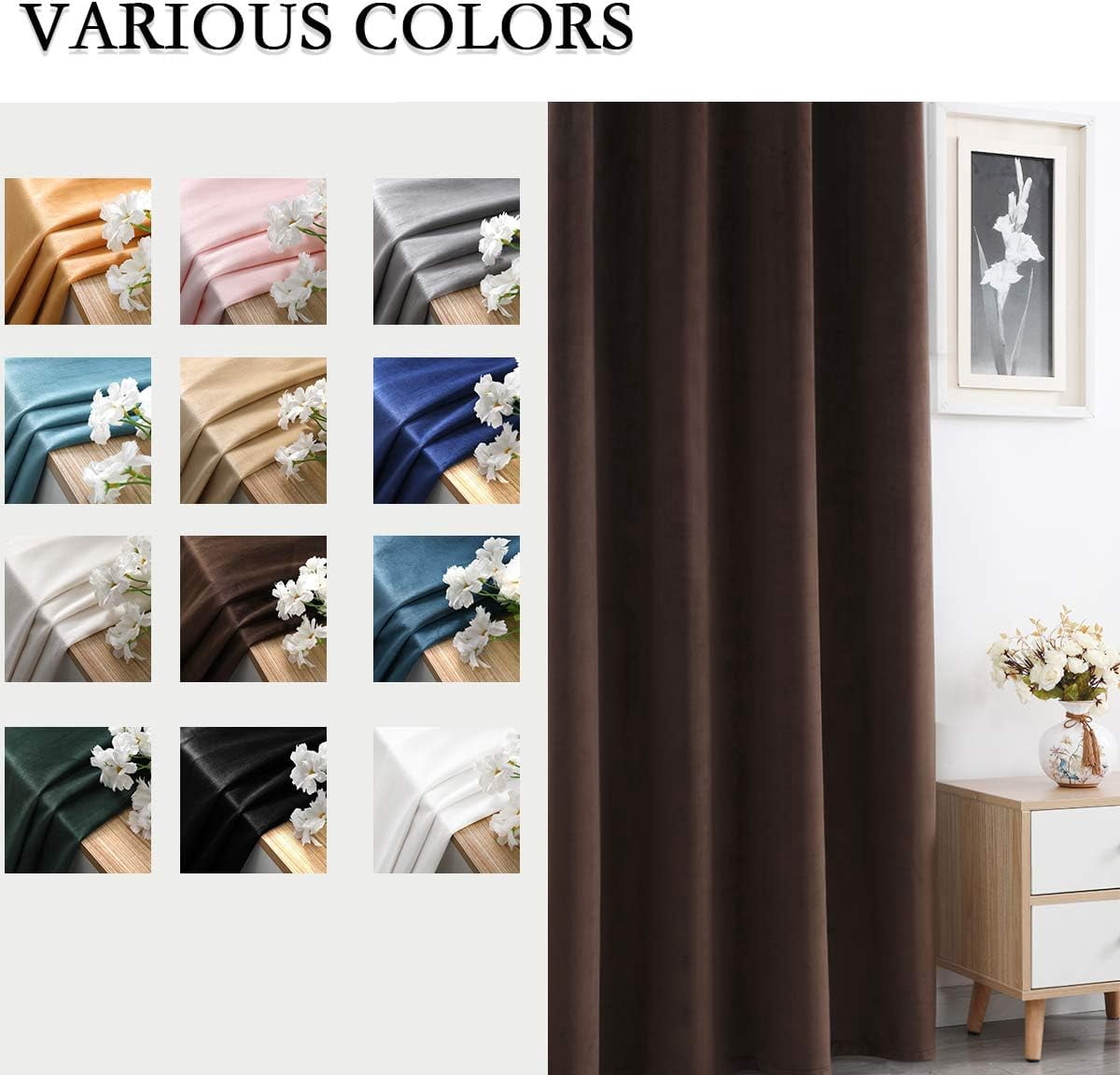 Velvet Curtains 84 inches Long Soft Velvet Curtains Grommet Velvet Thermal Insulated Curtains Window Treatment for Bedroom Light Filtering Velvet Curtains Set of 2 Panels