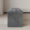 thumbnail image 5 of Home Design Chico 42" Tufted Upholstered Folding Storage Bench with Deep Cushion and Front Pocket, Multi-Purpose Rectangular Design for Bedroom, Entryway, or Living Room, Dark Gray, 5 of 10