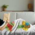 thumbnail image 3 of Fruit Soft Flannel Fleece Throw Blanket, Colorful Summer Food Arrangement Watermelon Slice Lemon Strawberry and Pineapple, Cozy Plush for Indoor and Outdoor Use, 50" x 60", Multicolor, by Ambesonne, 3 of 5