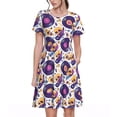 thumbnail image 1 of Disketp record rock Skull star para Vestido de Manga Corta para Mujeres, Vestidos de Verano para Mujeres, Casual y Holgado para la Playa, 1 of 6