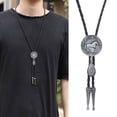 thumbnail image 2 of COMEET bolo necktie, Embossed Boloties for Adult Unisex Vintage PU Leather Necktie Rope Necklace Jewelry Rodeos Tie Formal Event Shirt Tie, 2 of 10