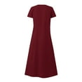 thumbnail image 3 of LEBONYARD Womens Dresses Summer,Dresses for Women 2024 Casual Summer Save up under 50%,Women's Summer Solid Color Casual Sleeveless Round Neck Pocket Dress Beach Casual Maxi Sundress Wine XXL, 3 of 5