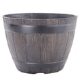 thumbnail image 1 of Flowerpot with Built-In Drainage System Rustic Style Garden Container Entryway Decorative Planter Barrel Flowers Herbs Vegetables Small Shrubs Balcony Flower Pot, 1 of 8