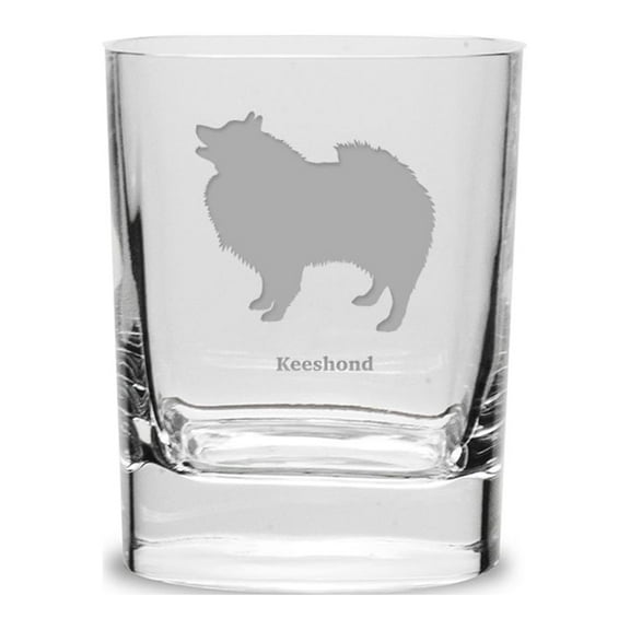 Keeshond Luigi Bormioli 11.75 oz Square Round Double Old Fashion Glass
