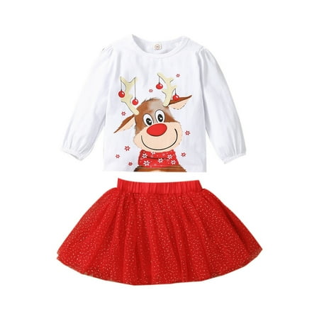 

nsendm Nation Clothes for Teens Kids Toddler Baby Girls Autumn Winter Christmas Print Long Sleeve Tops Uncle Niece Baby Clothes Childrenscostume Red 2-3 Years