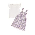 thumbnail image 2 of Uxgjfwu Toddler Girl Outfits Summer Print Flying Sleeve T-shirt and Pants Set Baby Girl Summer Clothes, Sizes 1T-4T,Purple, 2 of 4
