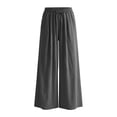 thumbnail image 4 of Cagogo Women's Cotton Linen Plus Size Wide Leg Pants Elastic Waist Casual Loose Long Trousers with Pockets Summer Beach Vacation Flowy Palazzo, Gray 5XL, 4 of 6