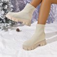 thumbnail image 7 of XUNKUSGA Booties for Women Fashion Solid Color Elastic Chelsea Boots Women Casual Chunky Block Heel Round Toe Ankle Booties Comfy Trendy Slip On Women Boots 5.5-9.5 Beige, 7 of 7