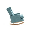 thumbnail image 4 of Rocking Chair, Modern Fabric Upholstered Accent Arm Chair with High Back and Solid Wood Base, Comfy Glider Rocker Side Chair with Padded Seat for Living Room Nursery Apartment, Mint Green, 4 of 7