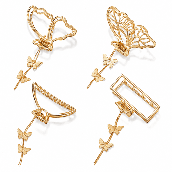 Butterfly Hair Claw Clips Metal Hair Claw Clips Hair Accessories for Girls Women 4 Pcs