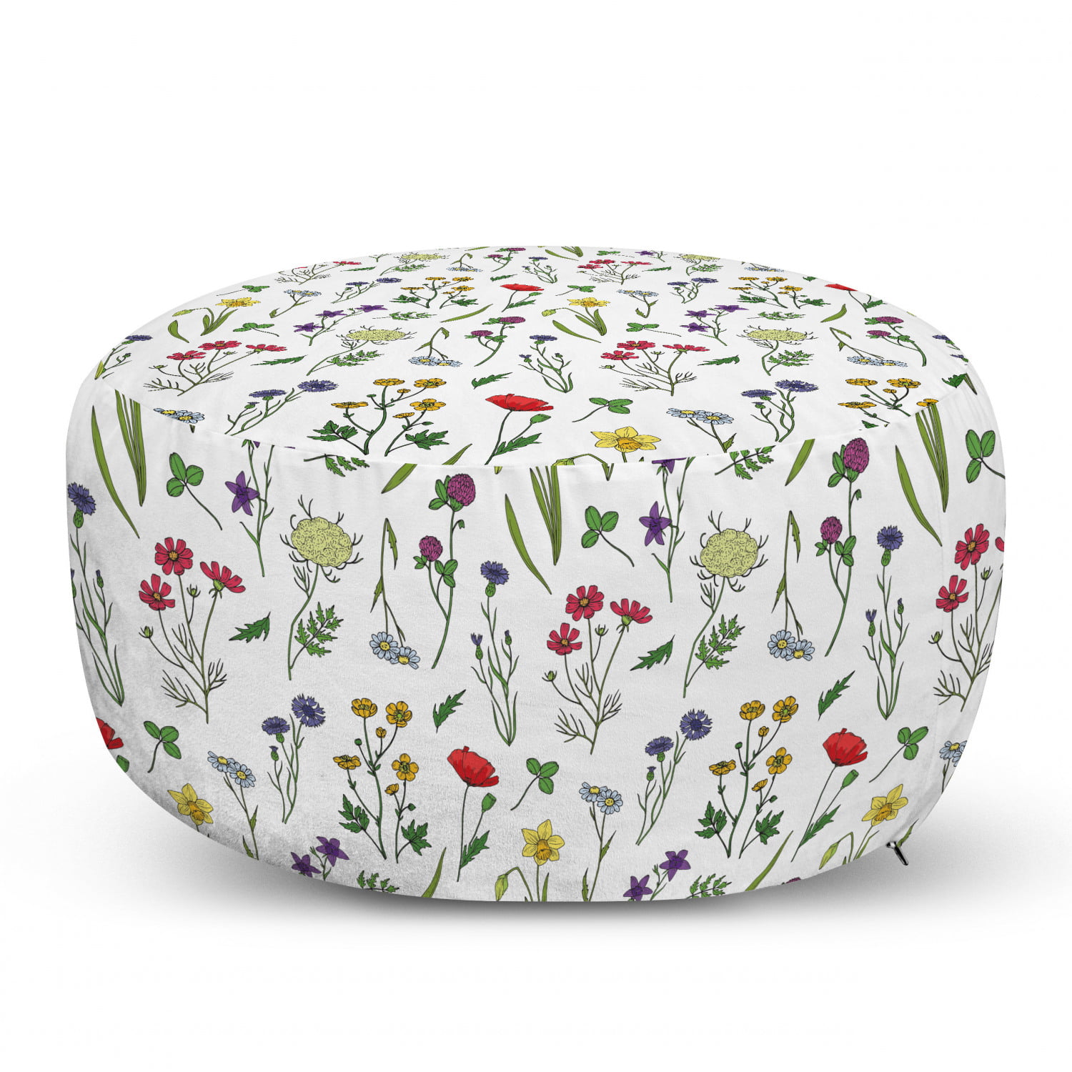 Floral Ottoman Pouf, Various Endemic Wildflowers Botanical Spring ...