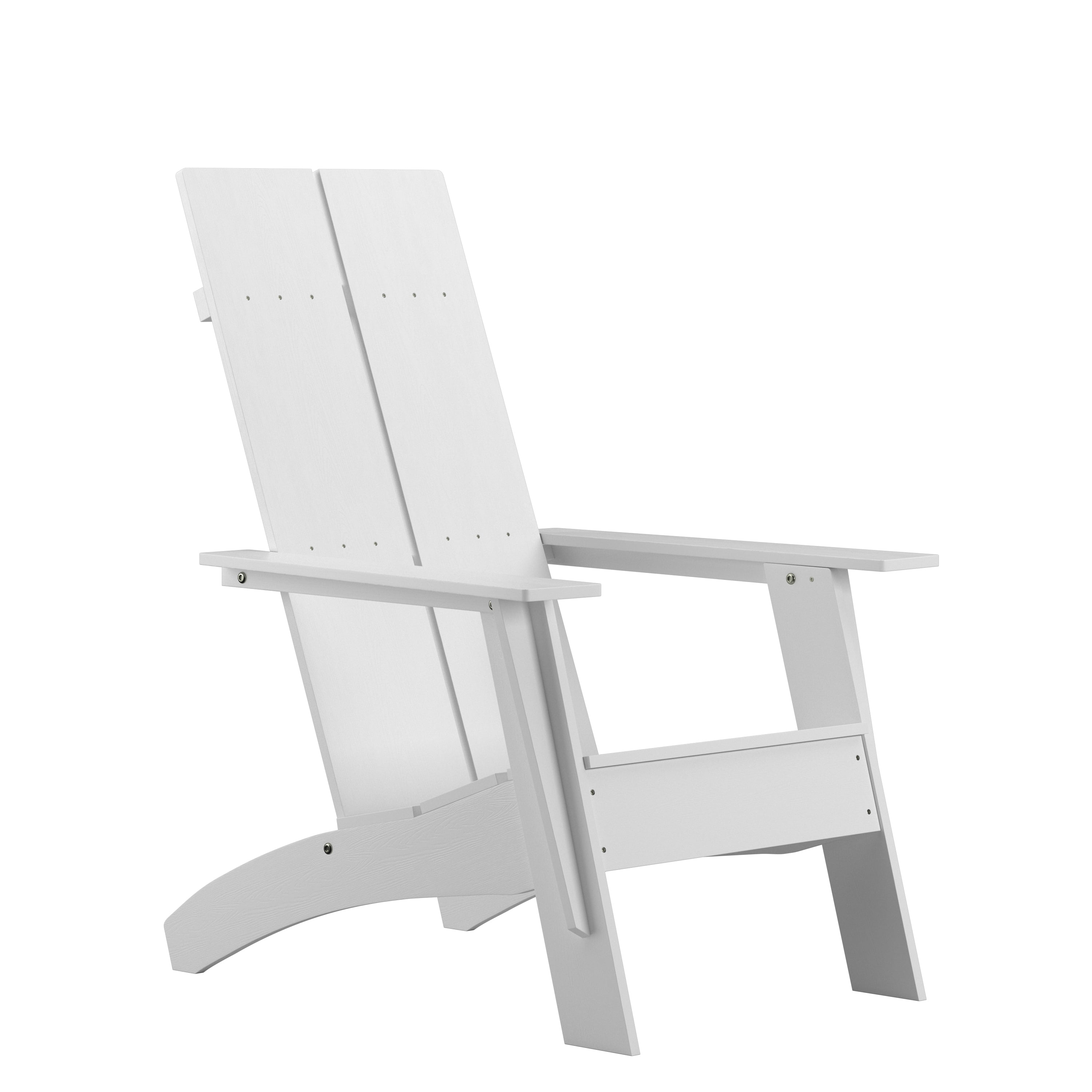 Merrick Lane Modern 2 Slat Back All-Weather Poly Resin Wood Adirondack Chair in White