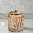 thumbnail image 7 of nu steel Glacier Amber Collection Glass with gold finish Trim Bathroom Vanity Countertop Storage Organizer Canister Jar for Cotton Swabs, Rounds, Balls, Makeup Sponges, Bath Salts - Amber, 7 of 7