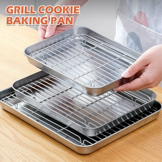 Checkered Chef Quarter Sheet Pan and Rack Set 9.5 x 13 inches. Aluminum  Cookie Sheet/Baking