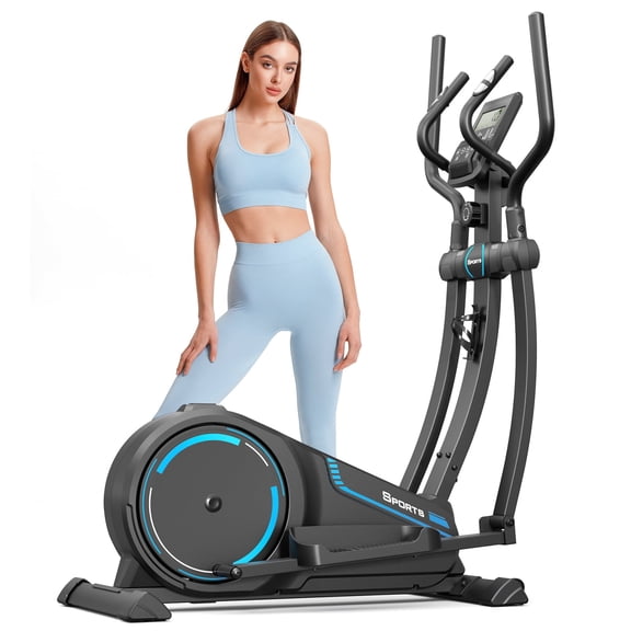 Rockvale Professional Elliptical Trainer for Home Use, Ultra-Quiet Magnetic Resistance with 16 Levels, LCD Display & Heart Rate Monitor, Compact Cardio Exercise Machine