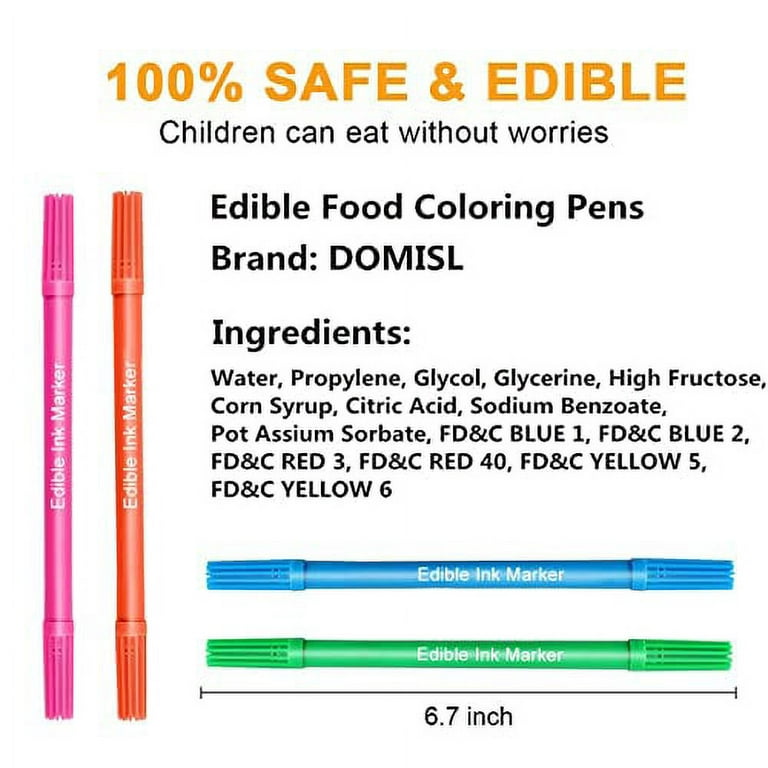 Edible Markers for Cookies Food Coloring Pens 10Pcs, Fine and Thick Tip  Food Gra 