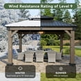thumbnail image 2 of Aoxun 10' x 12' Outdoor Wood Gazebo, Hardtop Gazebo Permanent Wooden Pavilion with Galvanized Steel Double Roof, for Patio, Garden, Deck, Cedar Wood, 2 of 8