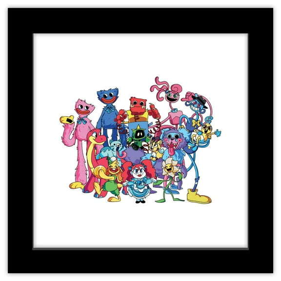Gallery Pops Poppy Playtime - Big Group Wall Art, Black Framed Version, 12" x 12"