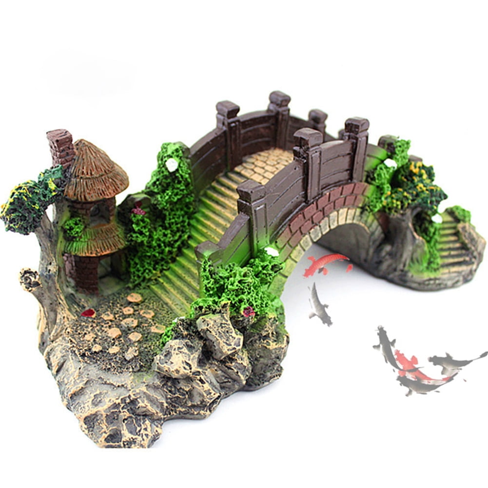 SPRING PARK Aquarium Bridge Decorative Ornament Home Decor Resin Design Fish Tank Decoration