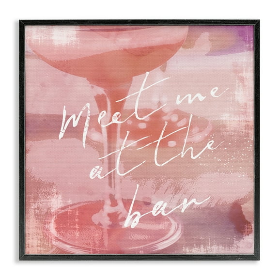 Stupell Industries Meet Me at Bar Martini Food & Beverage Painting Black Framed Art Print Wall Art, 12 x 12