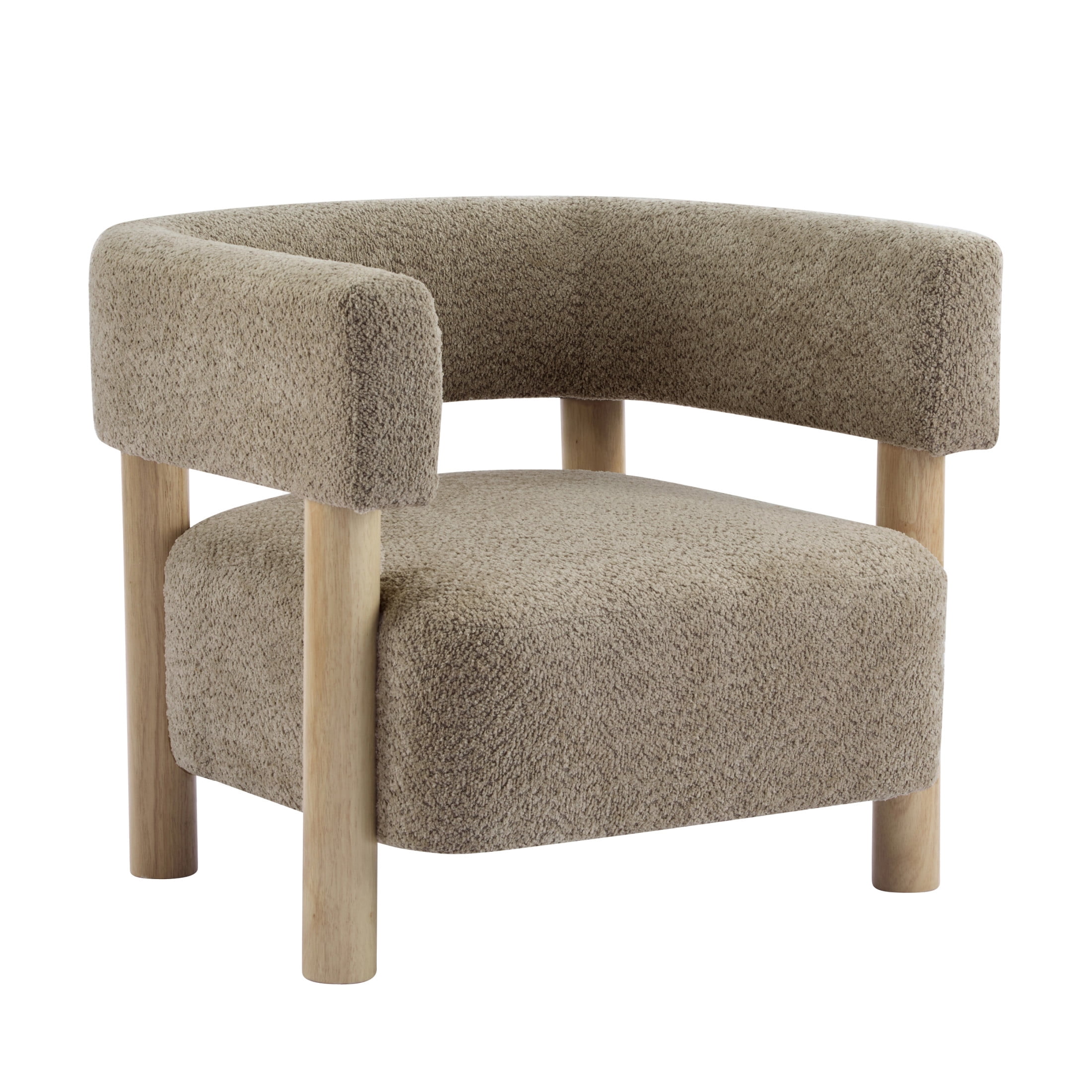 Christopher Knight Home Modern Boucle Upholstered Accent Chair, Lounge Chair with Solid Wood Legs, Camel
