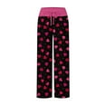 thumbnail image 6 of Women's Pajama Pants Sleepwear, Casual Drawstring Elastic Waist Pants, Comfy Straight Yoga Loose Trousers with Love Print,Wine,2XL, 6 of 7