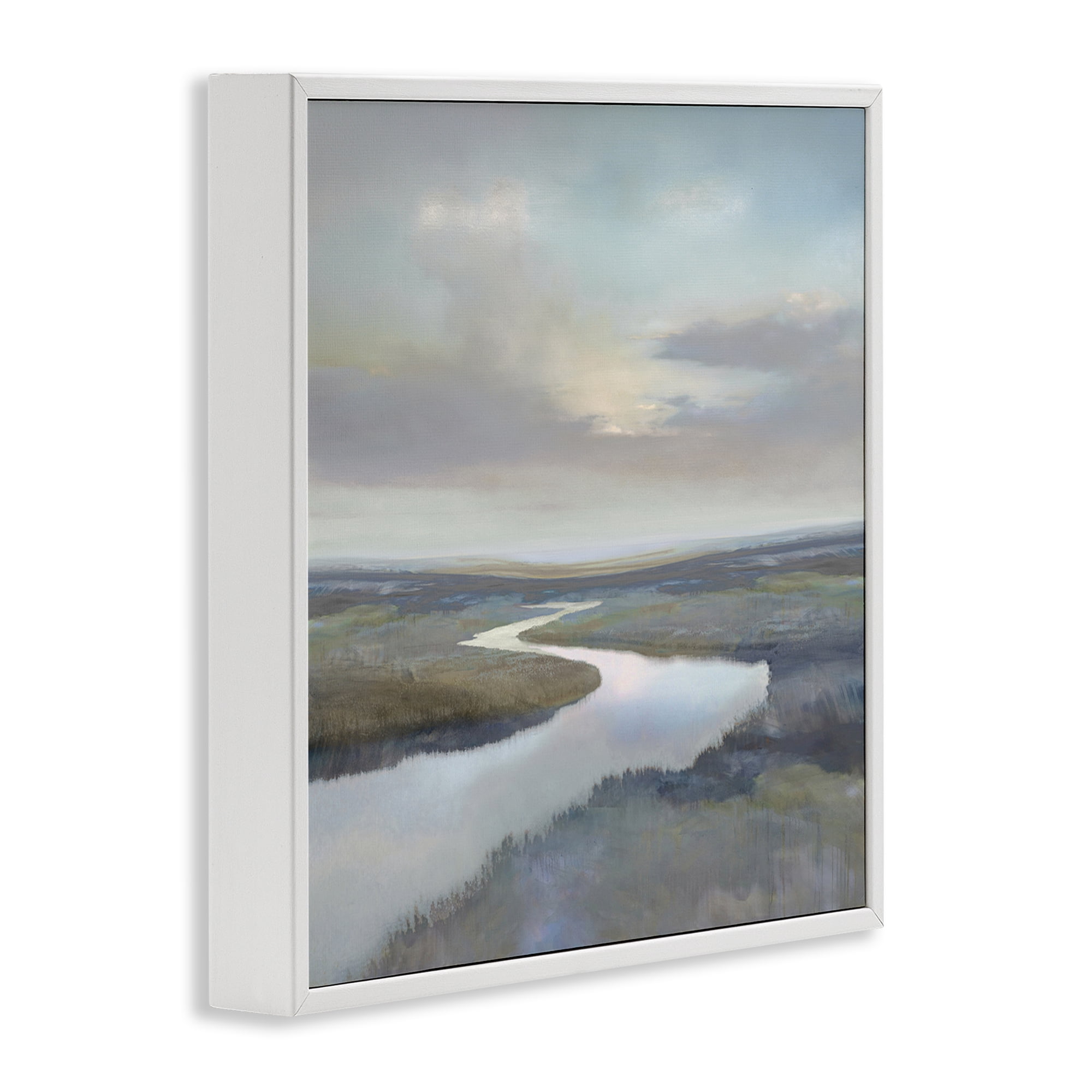 Stupell Industries Calm Riverbend in Greys White Framed Giclee Art, design by Christy McKee