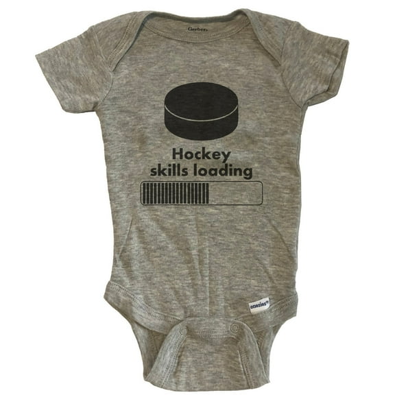 Hockey Skills Loading Funny Baby Bodysuit - Grey