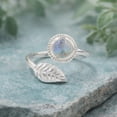 thumbnail image 5 of JAY JOOLS Moonstone Leaf Ring – Sterling Silver Adjustable Ring for Women, 5 of 9