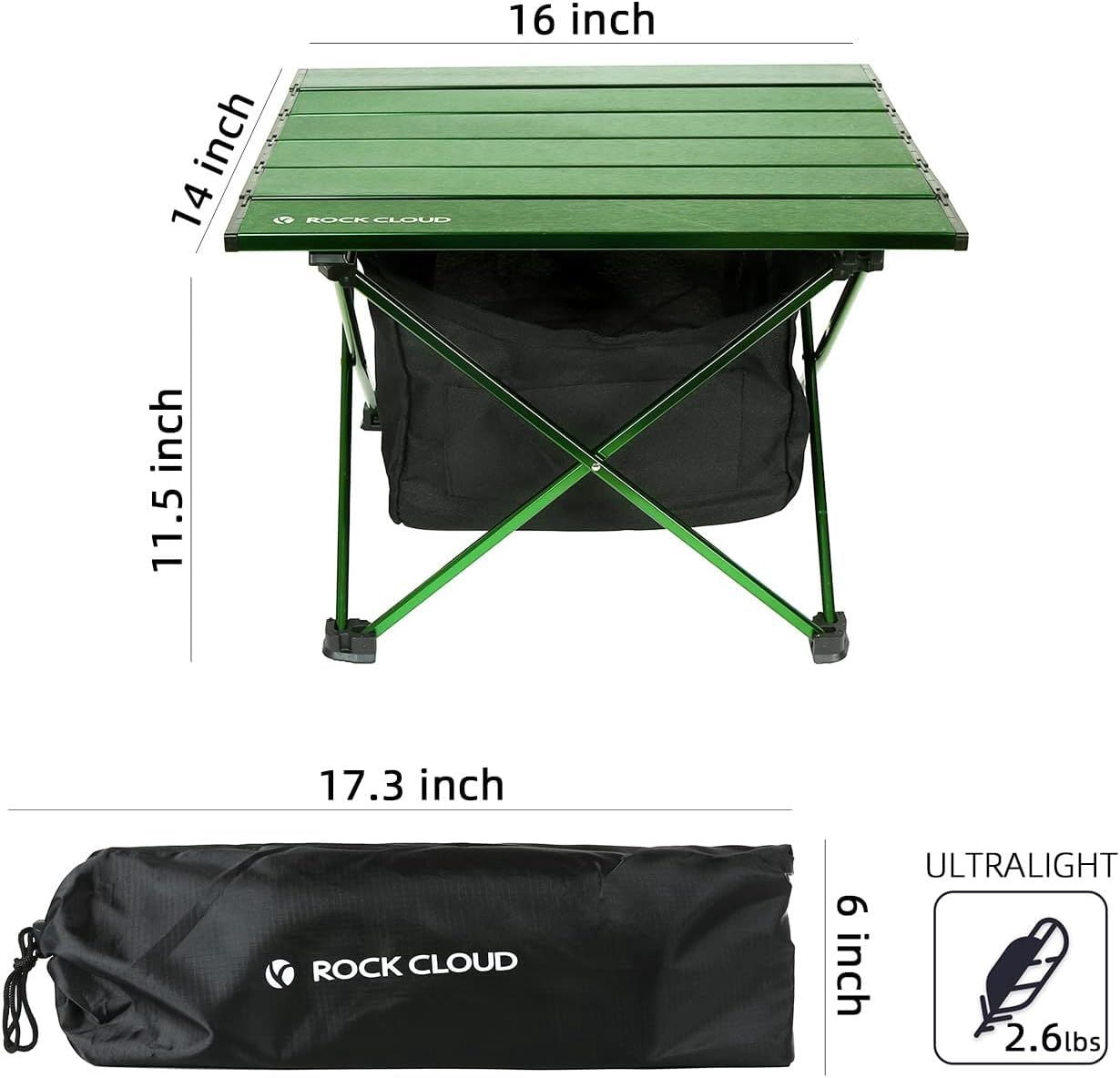 Ultralight Folding Camping Table, Aerospace Aluminum Backpacking Table with Detachable 600D Poly Storage Bag, Upgraded Nylon Hinges Supports 60 LBS for Hiking Fishing Picnic Beach