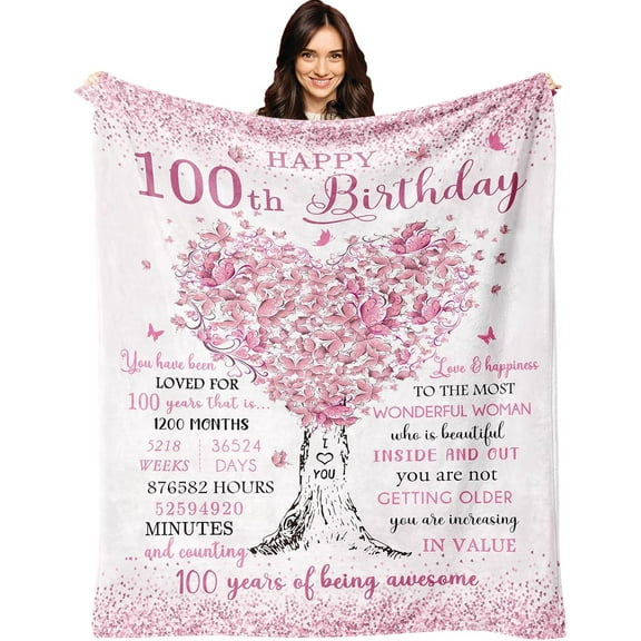100th Birthday Gifts for Women Blanket 100th Birthday Decorations, Gifts for 100 Year Old Woman, 100th Birthday Gift Ideas, 1924 Gifts for 100th Birthday Women, 100th Birthday Blanket