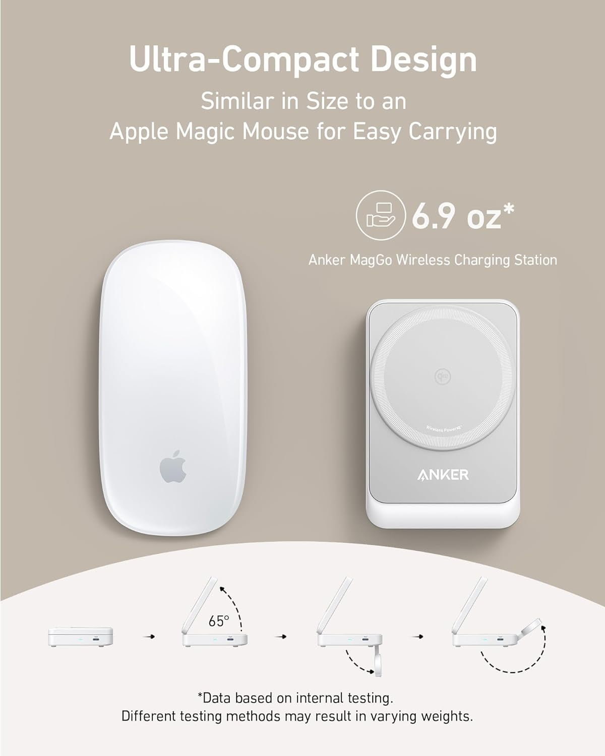 Anker MagGo 3 in 1 MagSafe-Compatible Wireless Charger Stand, Qi2 Certified 15W Foldable Charger, compatible for iPhone 17/16/15, AirPods, Apple Watch Ultra(Adapter Included)