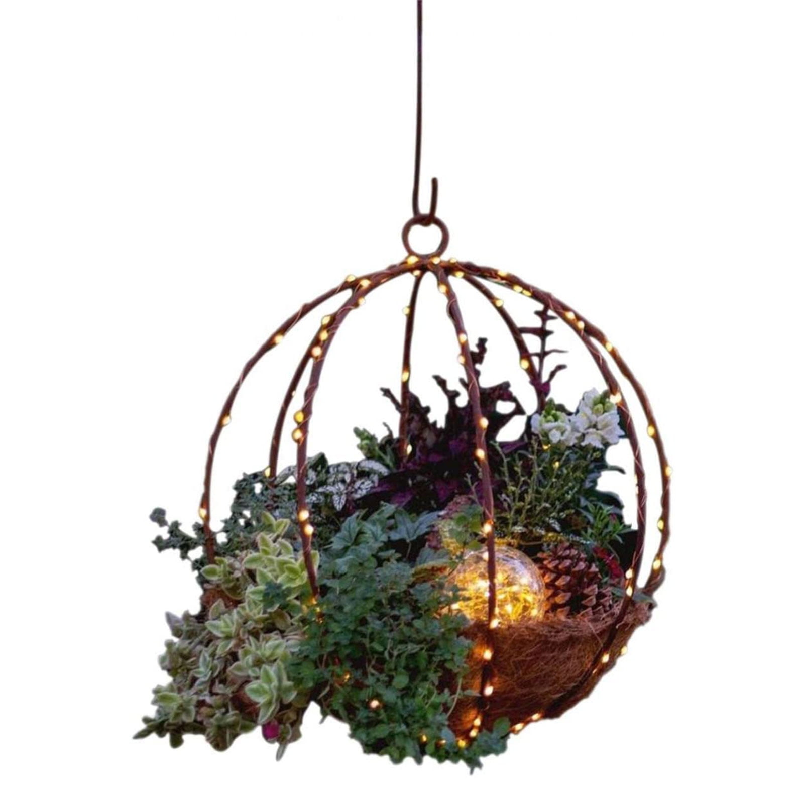 Famure Christmas Basket PreLit Artificial Christmas Hangings Basket