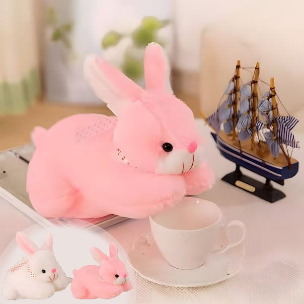 Muñeco de conejo de peluche | Linda almohada suave de peluche | 25cm/9.84in | Rosa Blanco | Costura fina | Cojín decorativo | Decoración de fiesta de dormitorio portátil | Regalo multiusos