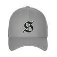 thumbnail image 2 of Daxton Structured Baseball Hat Cap Old English A to Z Letter Number Initial-Light Grey, Letter S, 2 of 4