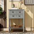 thumbnail image 2 of Noble House Classic Solid Wood Console Table, 3 Drawers, Bottom Shelf, Distressed, Gray Wash, 2 of 12