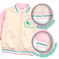 thumbnail image 2 of Chaqueta Barbie Racing Bomber para niñas, color marfil/rosa claro, talla 4, 2 of 7