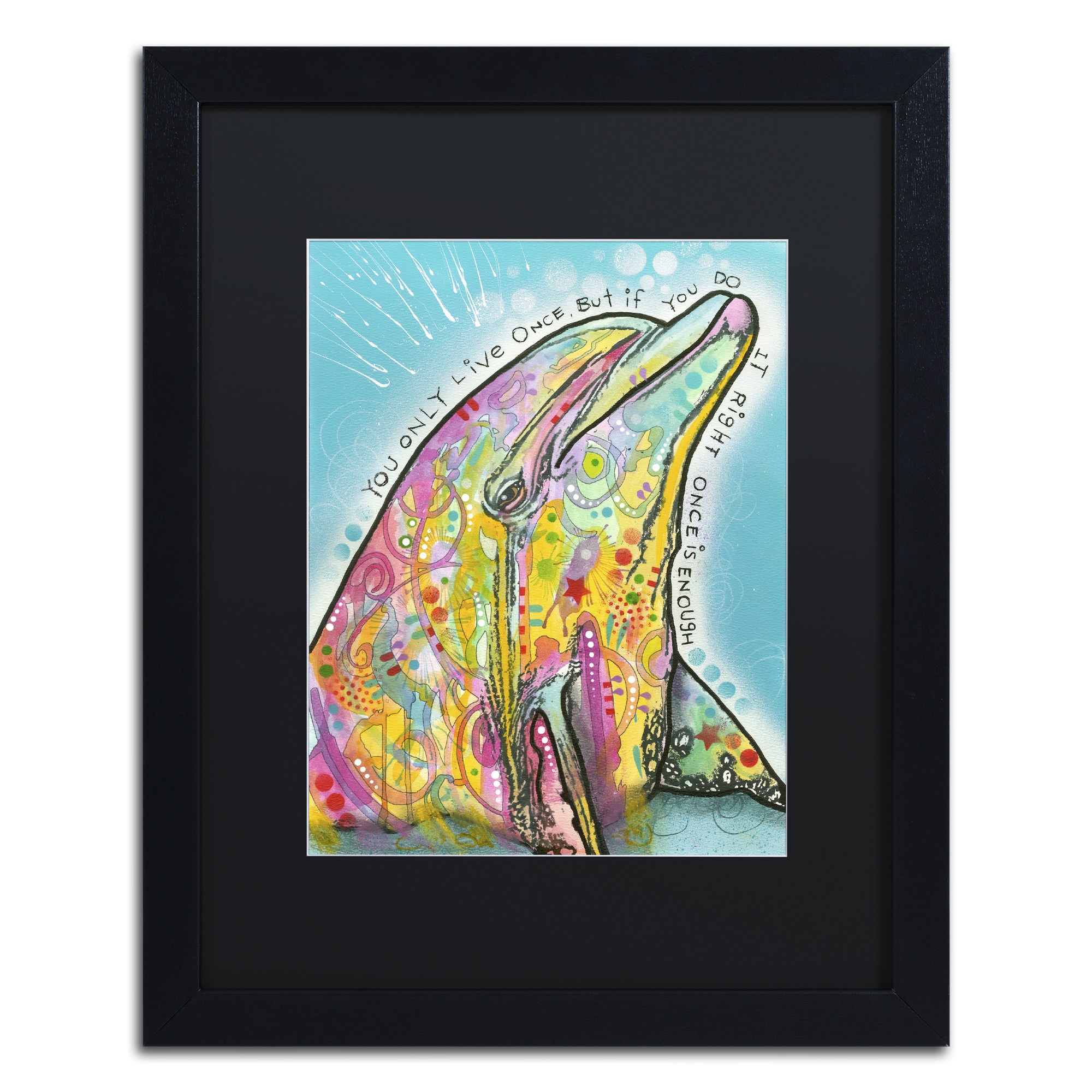 Trademark Fine Art "Dolphin" Canvas Art by Dean Russo, Black Matte, Black Frame