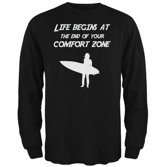Comfort Zone Surfer Black Adult Long Sleeve T-Shirt - Small