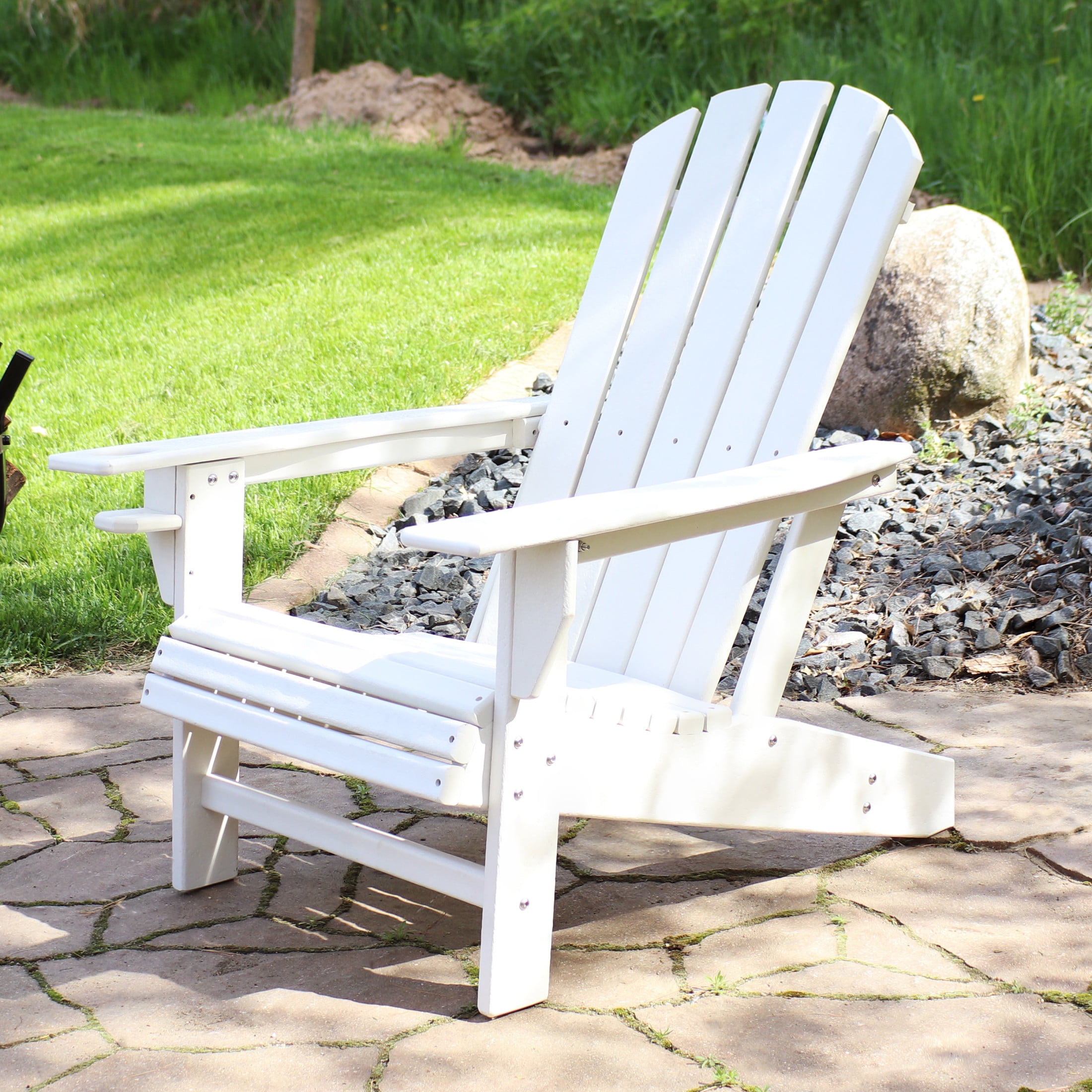Sunnydaze Lake-Style All-Weather Plastic Adirondack Chair - White