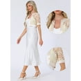 thumbnail image 2 of DARING DIVA Women's Lace Shrug Bolero Satin Panel Crop Cardigans L Beige, 2 of 5
