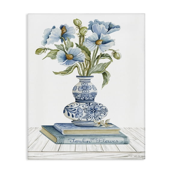 Stupell Industries French Country Blue Flower Arrangement Ornate Pottery Still Life Canvas Art, 16 x 20, by Cindy Jacobs