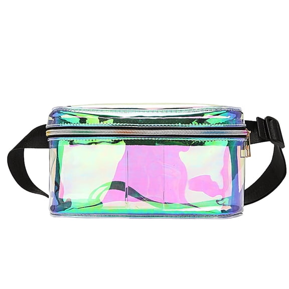 Narrster Fashionable PU Leather Waist Bag Reflective Fantastically Colorful Shiny Waist Pouch(Pattern 1)