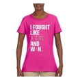 thumbnail image 2 of Wild Bobby I Fought Like A Girl and Won Breast Cancer Awareness Women Graphic Tee, Fuschia, Medium, 2 of 6