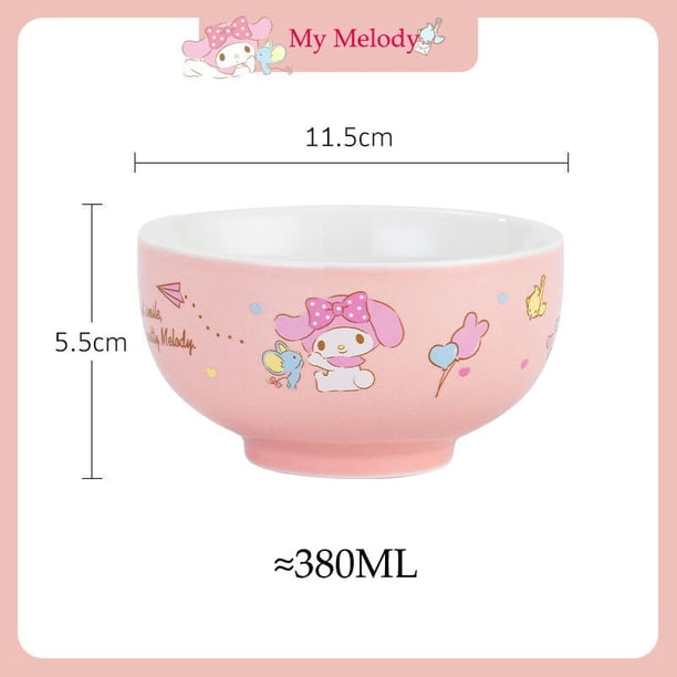 Sanrio-cuenco Kawaii de Hello Kitty para el hogar, cuenco de cerámica de dibujos animados, cuenco de arroz pequeño, Plato de frutas y verduras, vajilla bonita