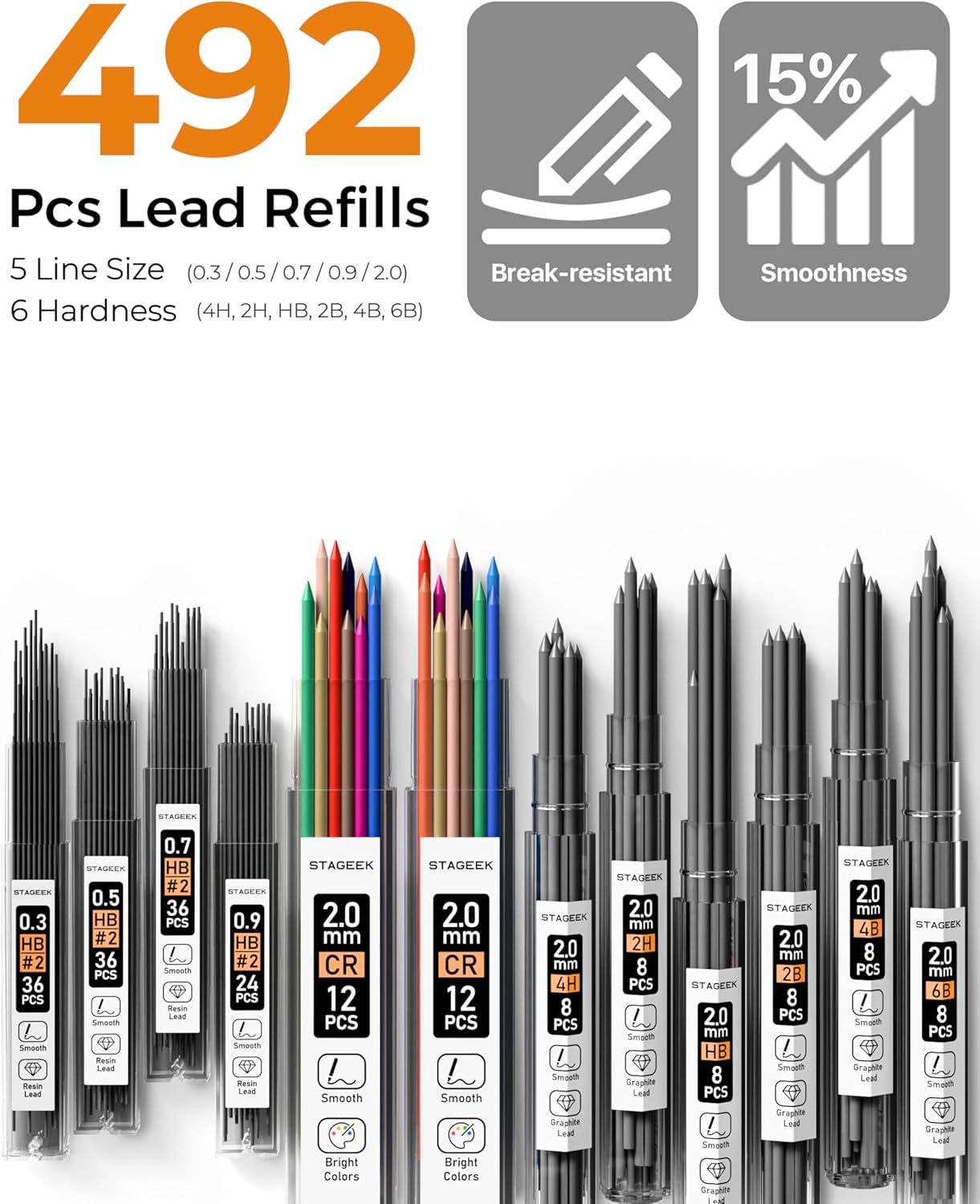 STAGEEK Mechanical Pencil Set, 37 Count with 492 Lead Refills photo 3