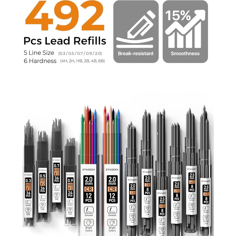 STAGEEK Mechanical Pencil Set, 37PCS, Metal Lead Kit for Drafting